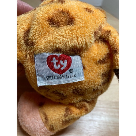TY Pluffies TyLux 2004 'Towers' Giraffe Orange Brown Baby Plush Pre-Owned - Picture 6 of 8